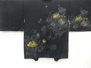 大正ロマン　漆　花唐草模様織出し　一ツ紋絵羽織